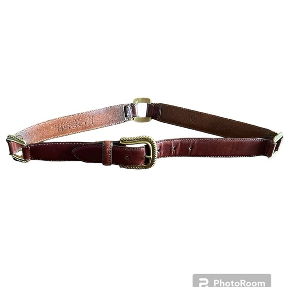 Fossil Gold Metal Brown Leather Belt. Size Medium. - Picture 5 of 13